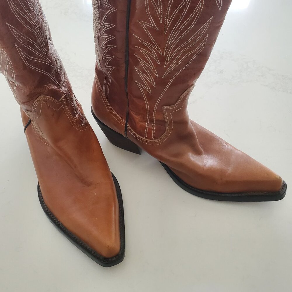 Steve Madden Lonestar Women's Distressed Brown/Rust Western Cowboy Boots  10B